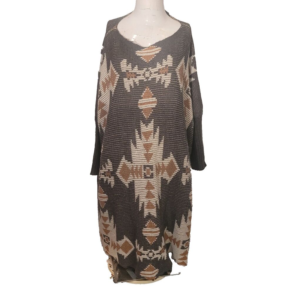 Powder River Outfitters Small knit rabbit fur geometric southwestern dress